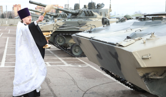 ROC priest blesses new BMD-4M delivered in January